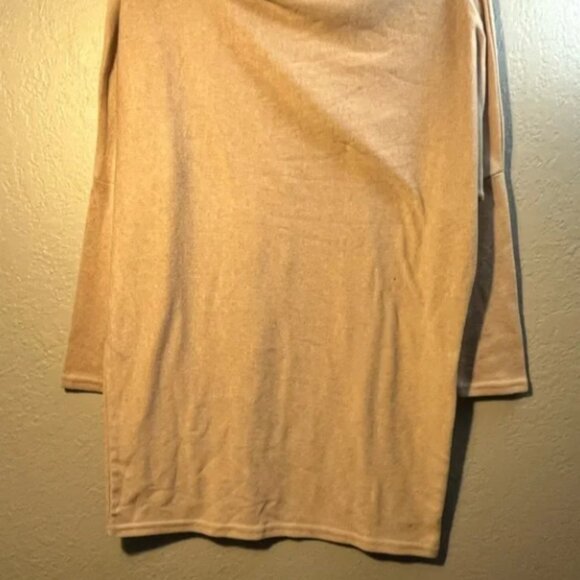 CBR Beige Tan Wide Cowl Neck Sweater Size Medium Scoop Minimalist Casual - Picture 5 of 9